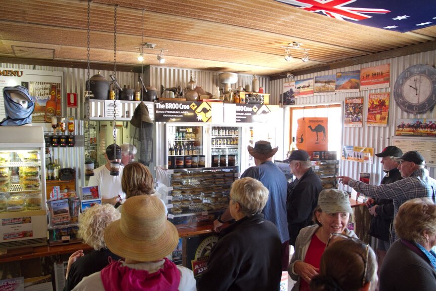 Customers line up in the Birdsville bakery on September 3, 2015 in outback Queensland