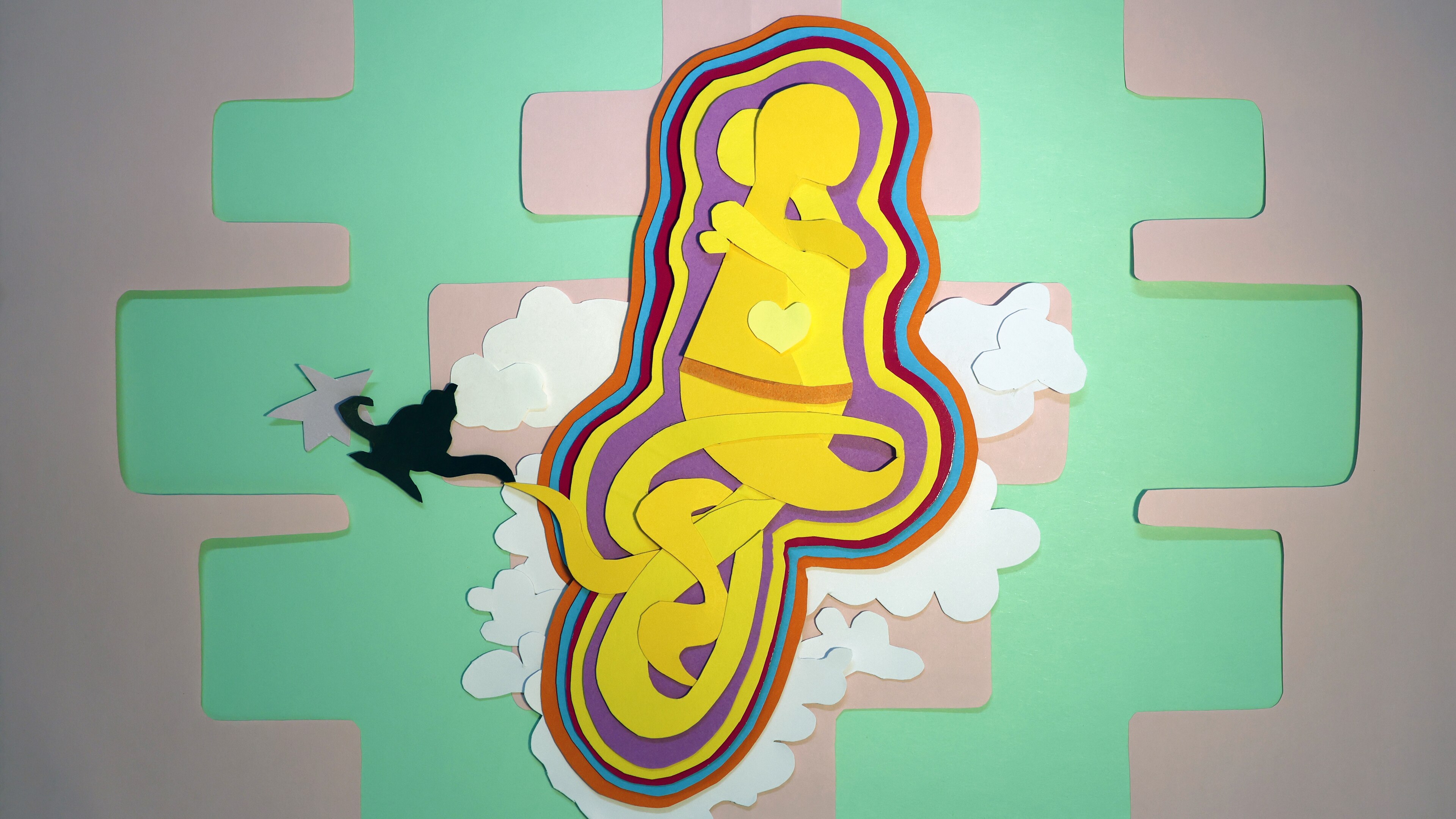 An artwork showing two people embracing.