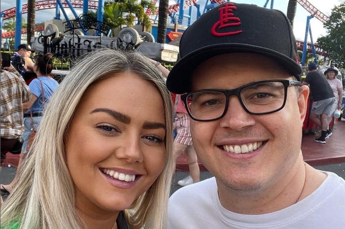 Home and Away star Johnny Ruffo with partner Tahnee Sims.