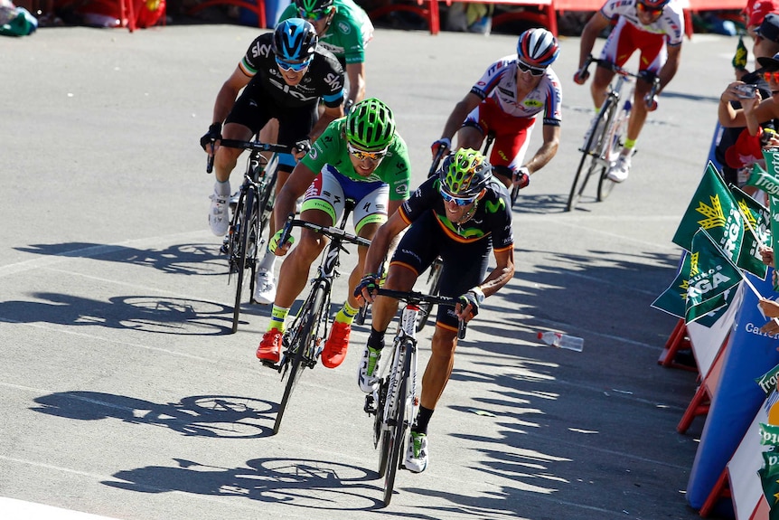 Alejandro Valverde beats Peter Sagan to the line