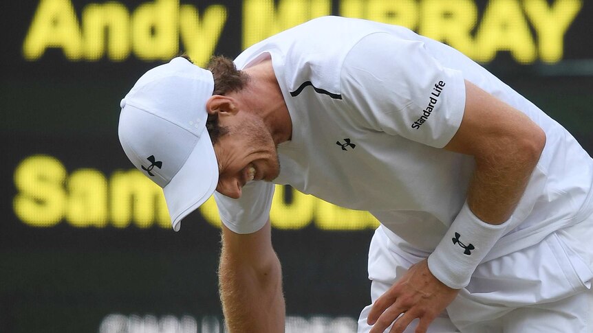 Great Britain’s Andy Murray reacts during his quarter final match.