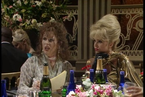 Actors Jennifer Saunders and Joanna Lumley as Eddie Monsoon and Patsy Stone in a scene from Absolutely Fabulous.