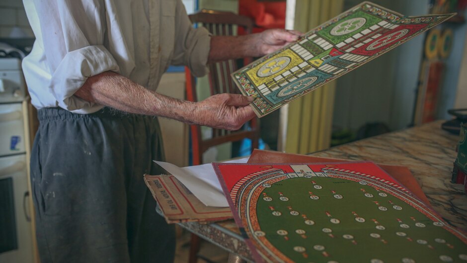 Some of Jack Little's paper games collection.