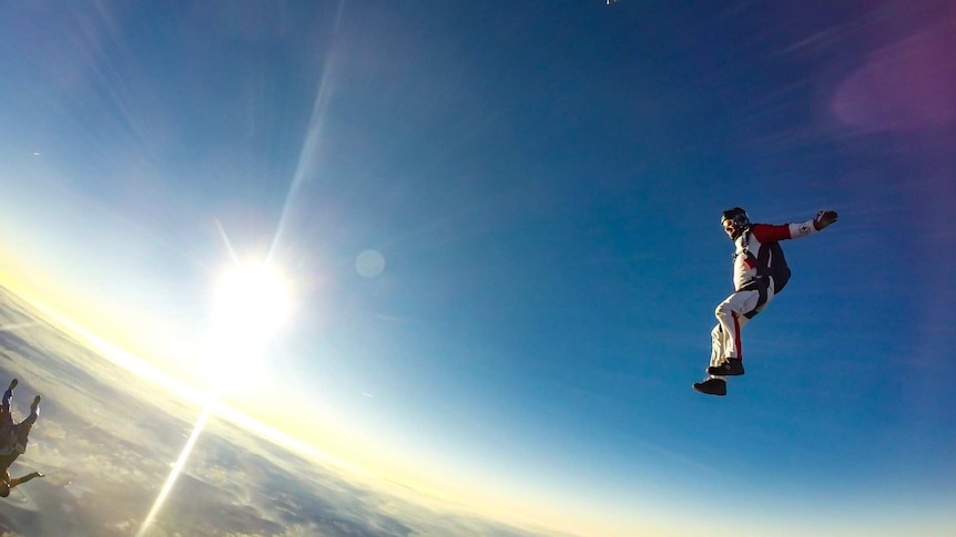 skydiver in mid air