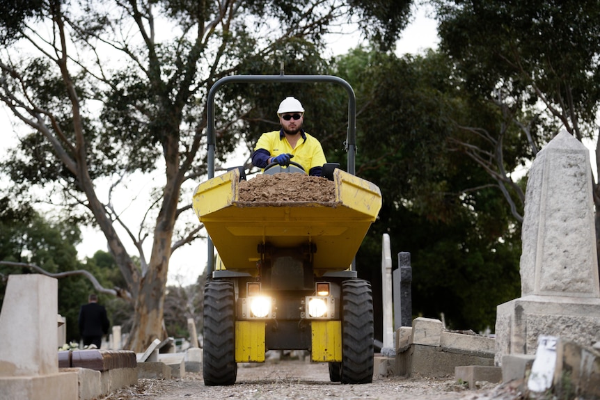 A small earth mover in Adelaide's West Terrace cemetery.