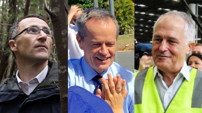 Richard Di Natale, Bill Shorten and Malcolm Turnbull