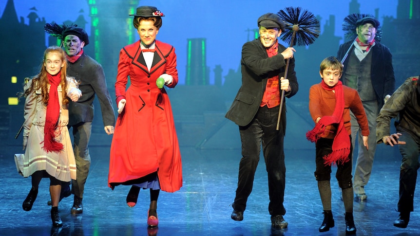 Verity Hunt-Ballard (second left) and Matt Lee (centre) perform with members from Mary Poppins