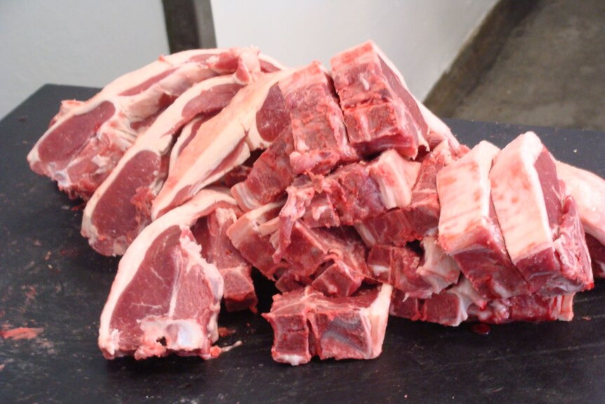 Freshly butchered lamb chops.