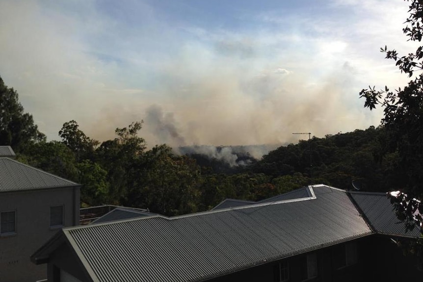 Heavy smoke hangs over Warrimoo in the Blue Mountains