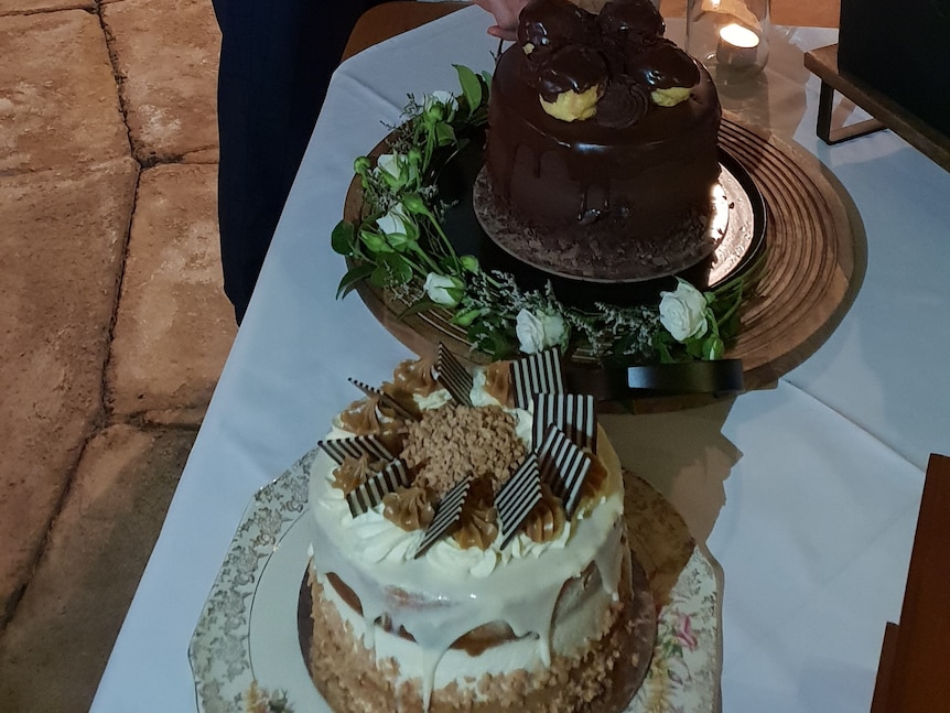 Ben and Jess' wedding cakes from Woolworths