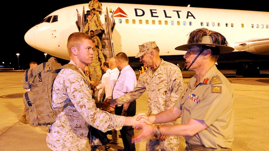 US Marines arrive at RAAF Base Darwin.