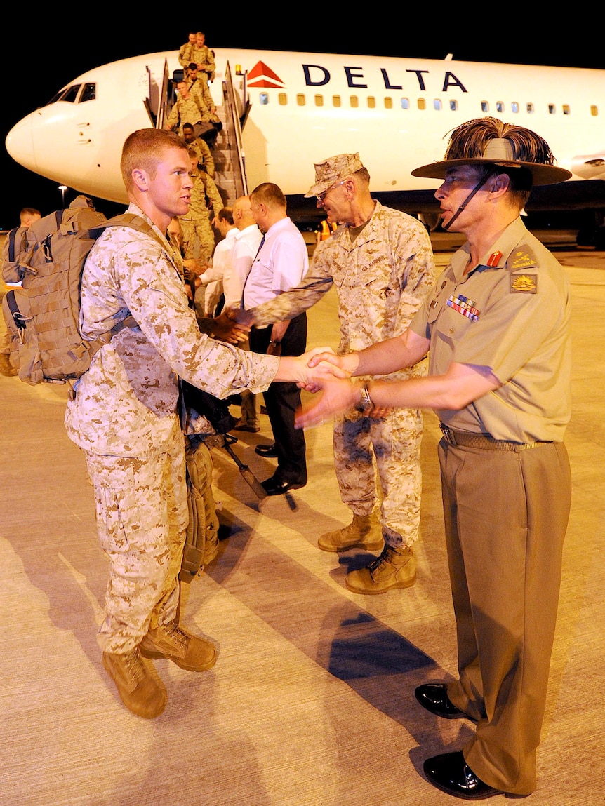 US Marines arrive at RAAF Base Darwin.