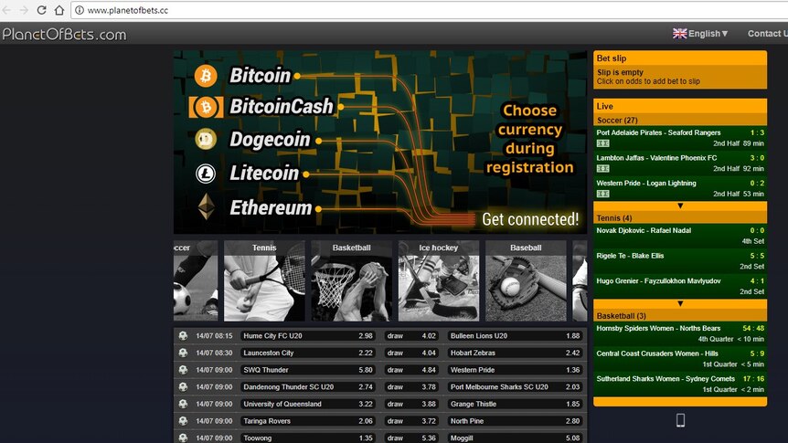 A screen shot of PlanetOfBets online betting page.