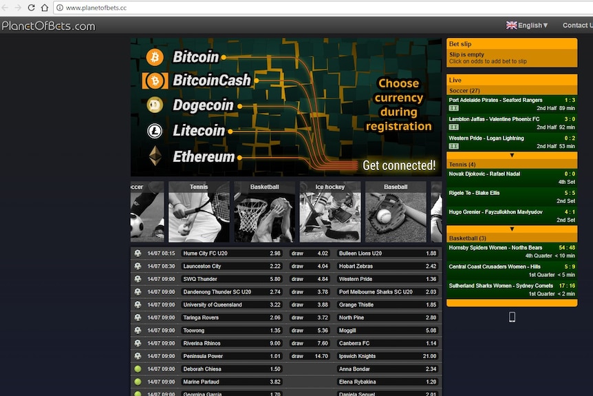 A screen shot of PlanetOfBets online betting page.