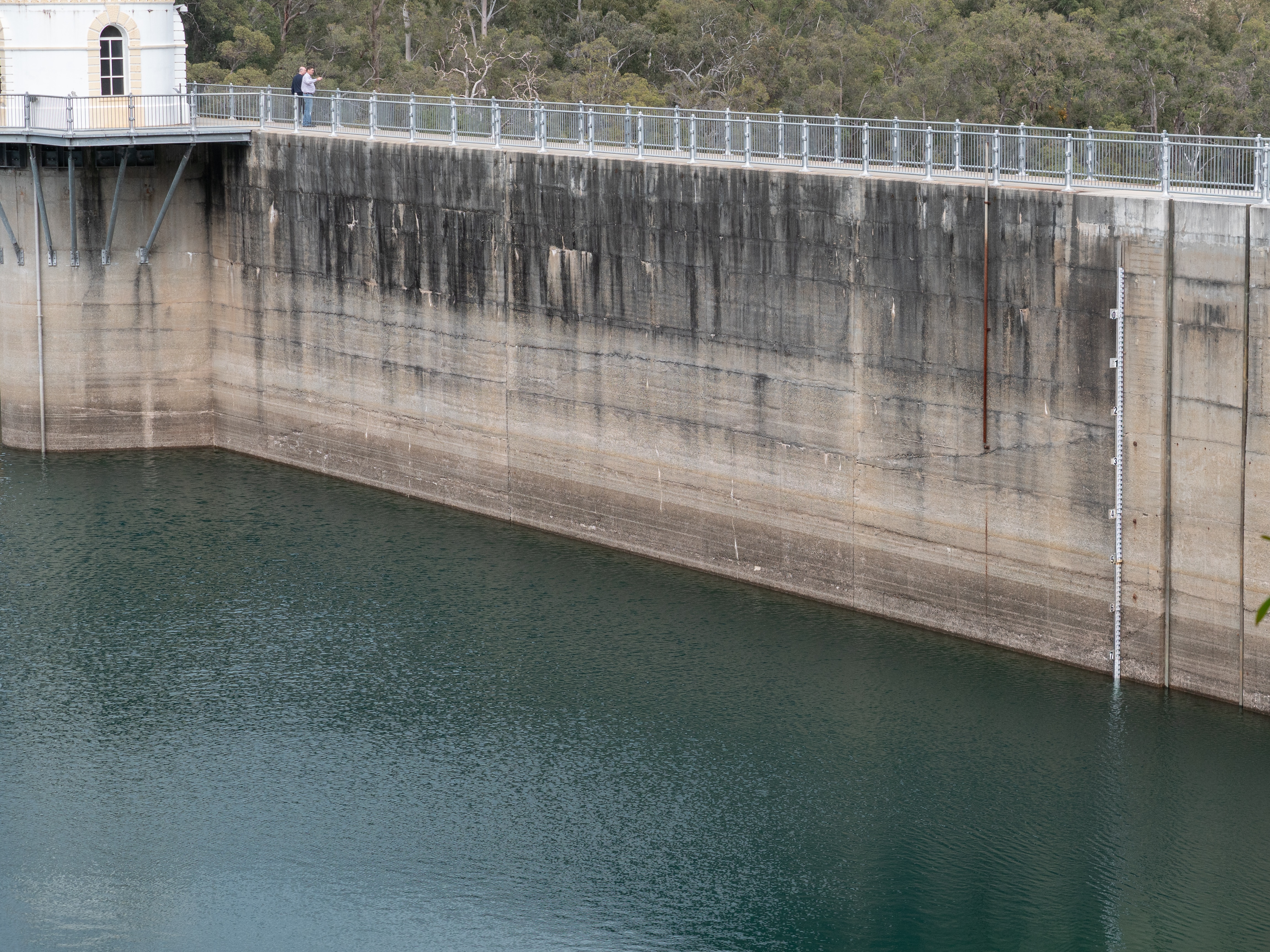 Dam wall and water