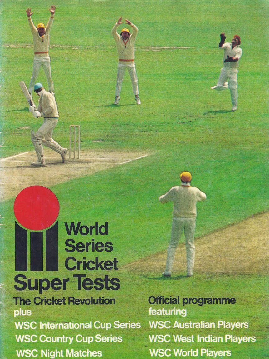 A supplied image of the cover from first program issued for World Series Cricket from 1977-1978.