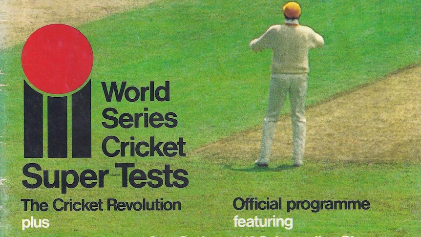 A supplied image of the cover from first program issued for World Series Cricket from 1977-1978.