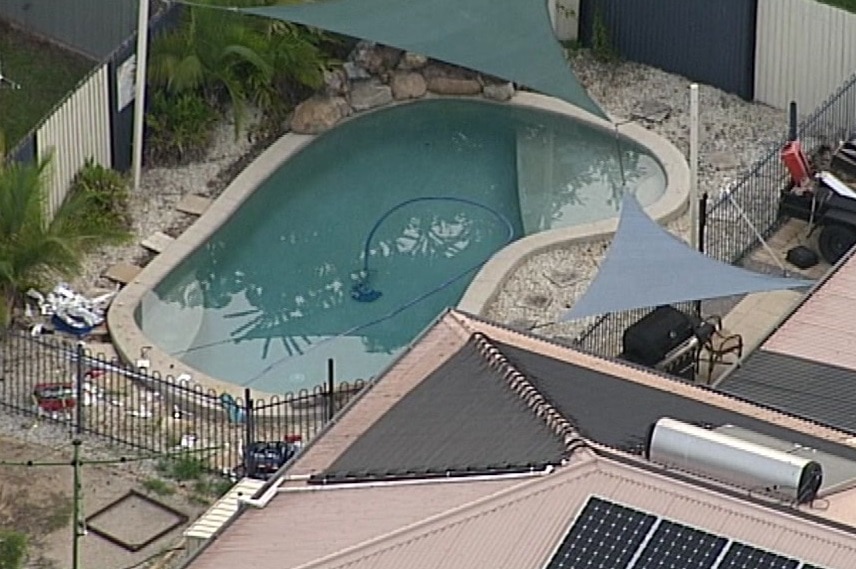 Aerial shot of the backyard pool.