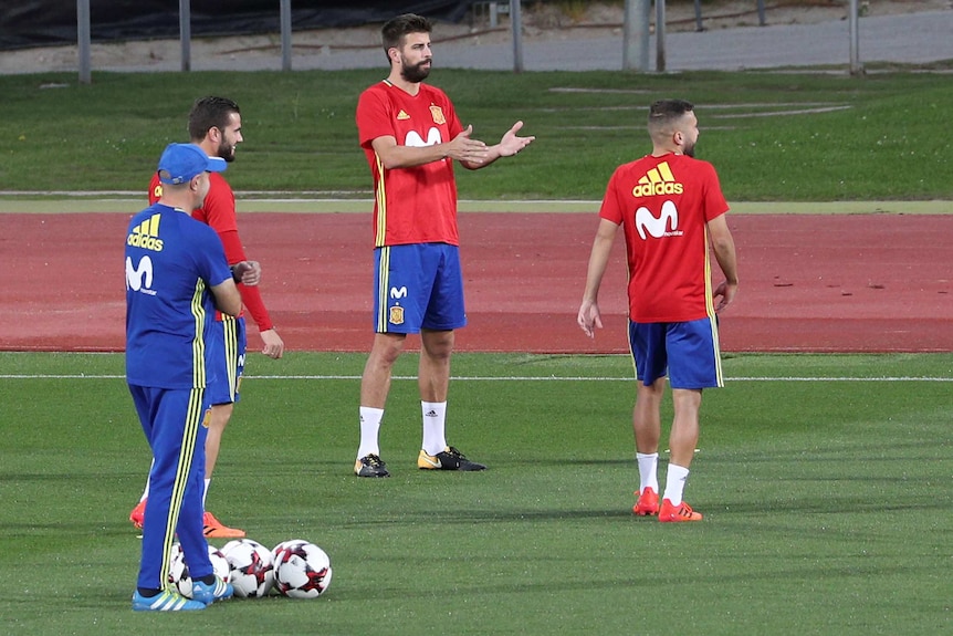 Gerard Pique at Spain training