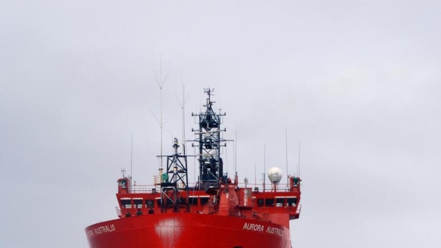 The Aurora Australis is waiting at thick ice 28 nautical miles from the stuck ship