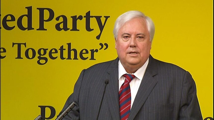 Clive Palmer at the launch of the Palmer United Party campaign