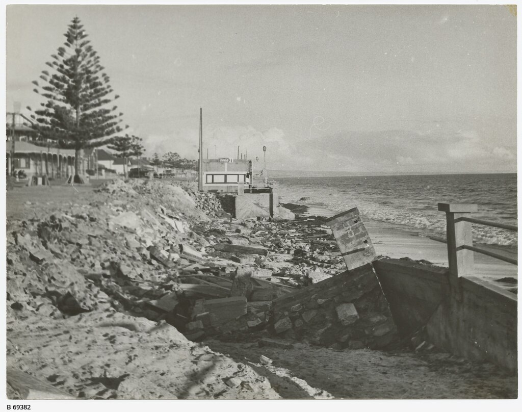 A collapsed walkway at Adelaide's Henley Beach.