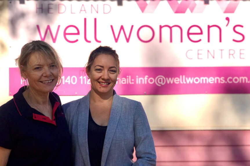 Jill Bryne and Rebekah Worthington standing outside the Hedland Well Women's Centre