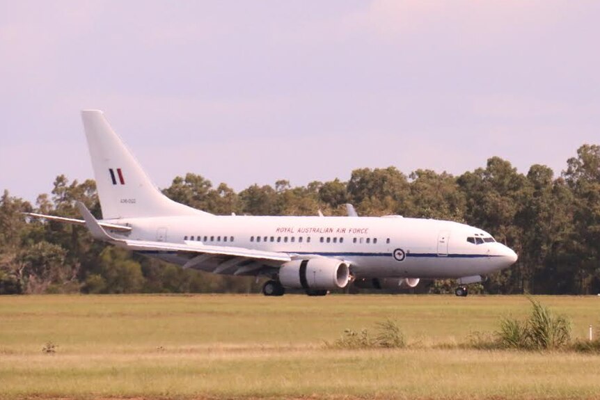 Prince Harry arrives in Darwin aboard an RAAF VIP jet