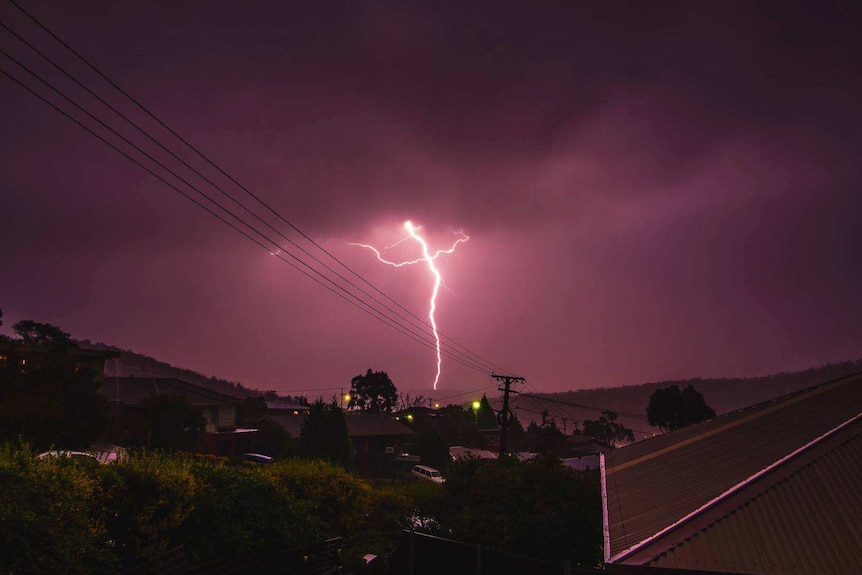 Matt Osborne's photo of lightning over Geilston Bay.