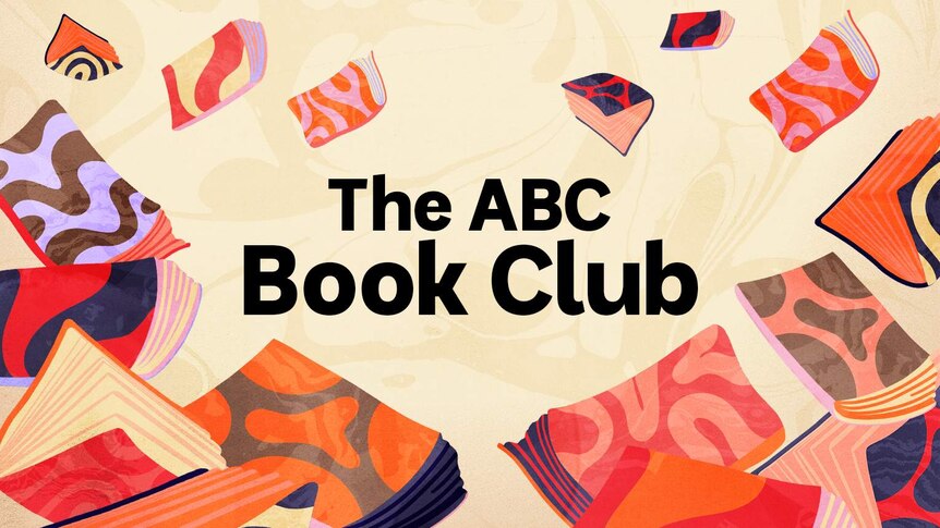 Illustration of books flying through the air, with the words 'The ABC Book Club' in bold lettering