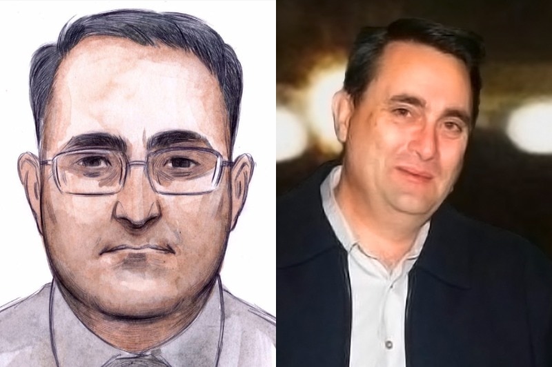 A composite of a police sketch and a photograph of Bradley Edwards