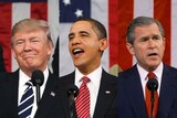 A composite image of Donald Trump, Barack Obama and George W Bush.
