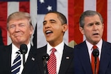 A composite image of Donald Trump, Barack Obama and George W Bush.