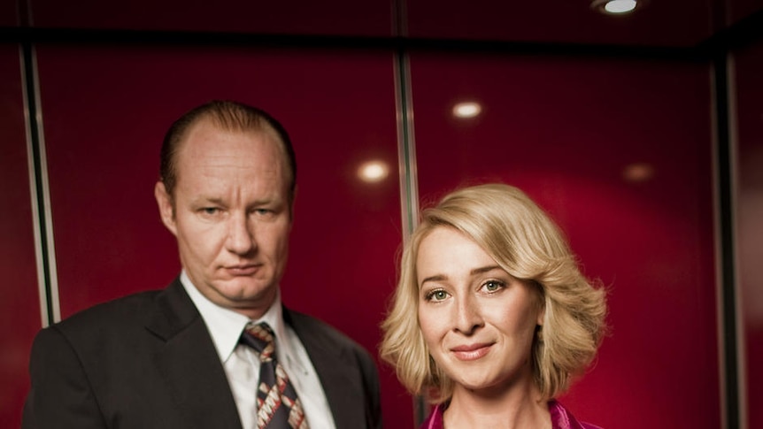 LtoR Rob Carlton and Asher Keddie, who star in the two-part series Paper Giants: The Birth of Cleo
