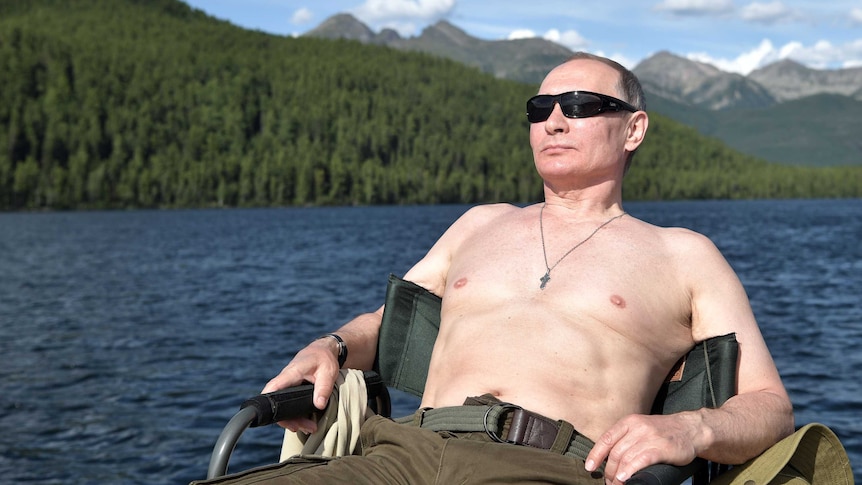 Catching some rays ... Vladimir Putin clearly enjoyed his three-day break in southern Siberia. (AP/Kremlin: Alexei Nikolsky)