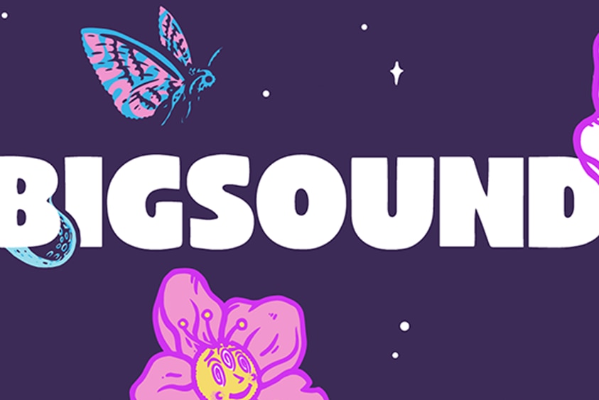A purple background with white text that says 'BIGSOUND'.