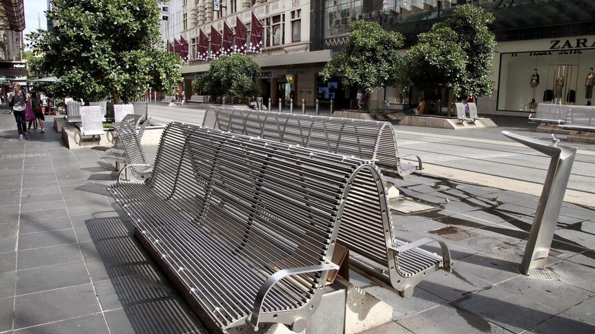 Bourke Street mall is largely deserted in daylight.