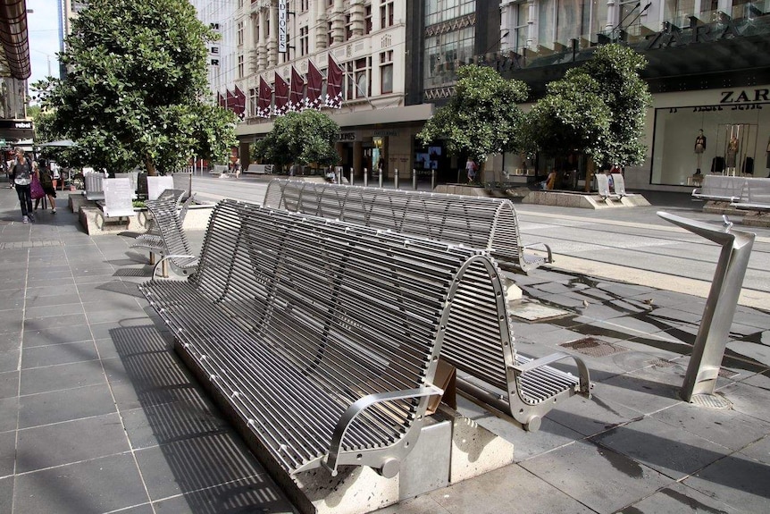 Bourke Street mall is largely deserted in daylight.