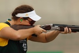 Catherine Skinner shooting at the Rio Games
