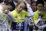 Cyclists gather at a memorial ceremony for Australian rider Amy Gillett in Germany