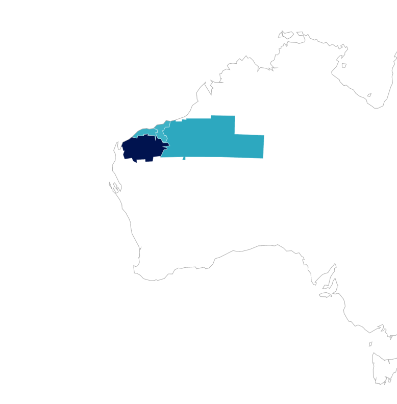 Map showing top LGAs in Northern Western Australia.