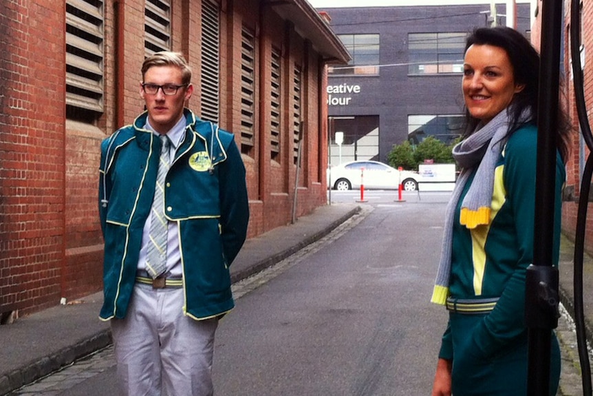 Mack Horton and Bianca Chatfield model Australia's Commonwealth Games formal uniform for Glasgow 2014