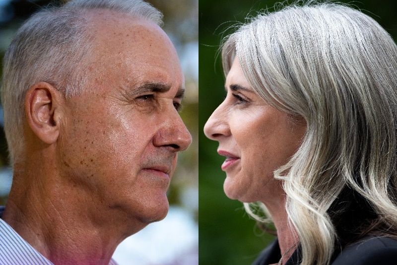 Close up headshots of a man and woman side by side