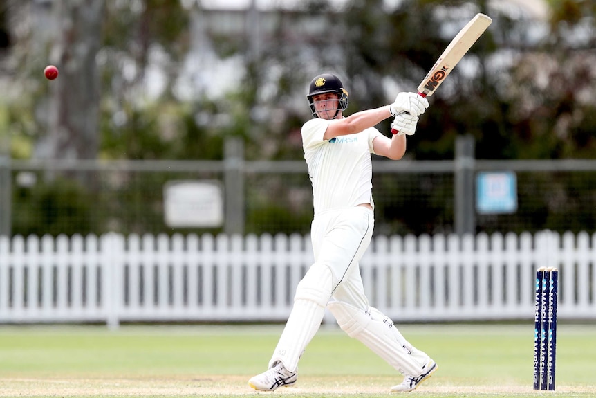 Western Australia batsman Cameron Green completes a pull shot during a Sheffield Shield match against New South Wales.