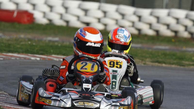 Tasmanian teenager Alex Peroni races his go-kart.