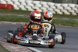 Tasmanian teenager Alex Peroni races his go-kart.