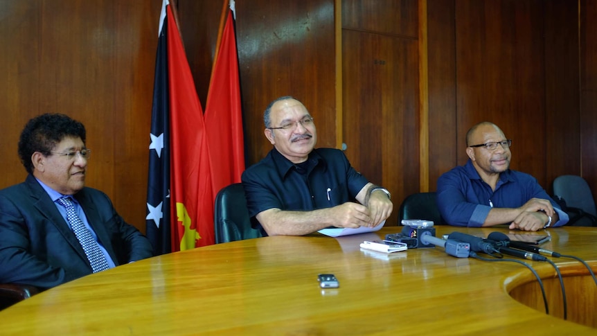 Prime minister Peter O'Neill addresses media in Port Moresby