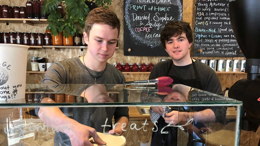 Jack Delaney (L)  and Liam McManus at the counter.