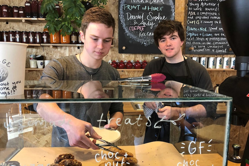 Jack Delaney (L)  and Liam McManus at the counter.