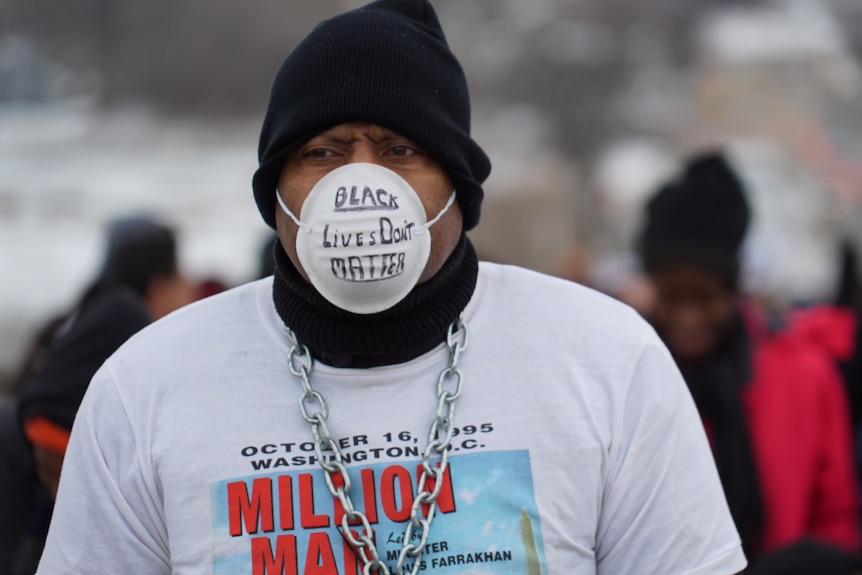 Protester in Flint, Michigan